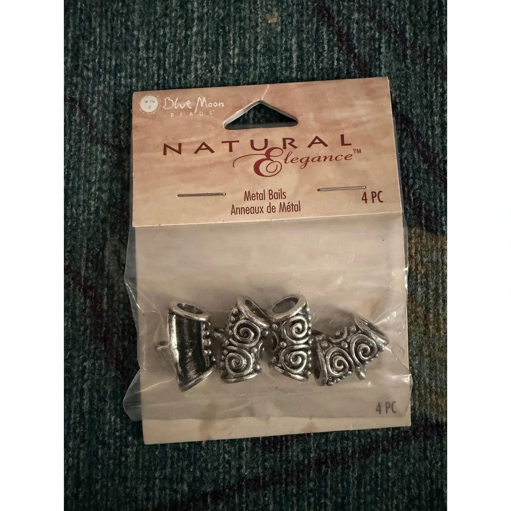 Blue Moon Beads Natural Elegance Metal Bails Silver Tone Scroll Design 4pc